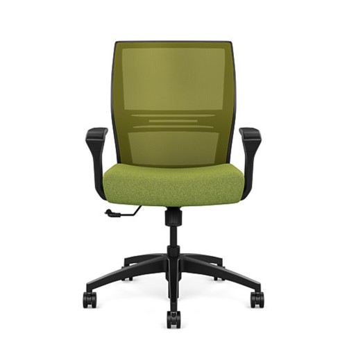 SitOnIt Amplify task chair with medium back, mesh back, green fabric seat, black frame, on wheels-7