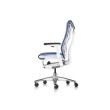 Embody office chair, on castors, white frame, blue fabric, 1HA15-4