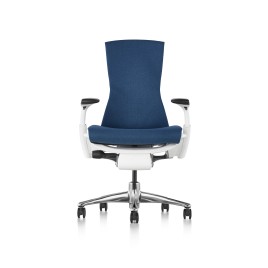 Embody office chair, on castors, white frame, blue fabric, 1HA15