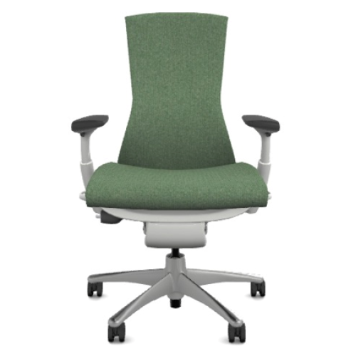 Embody office chair, on castors, white frame, green everglade fabric - 3SY06