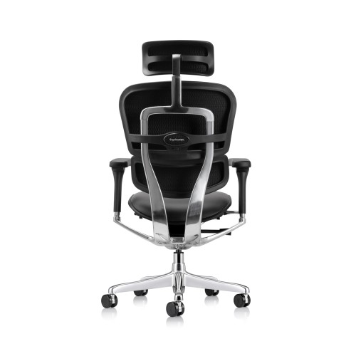 Office chair on castors, Ergohuman leather with headrest, black color-2