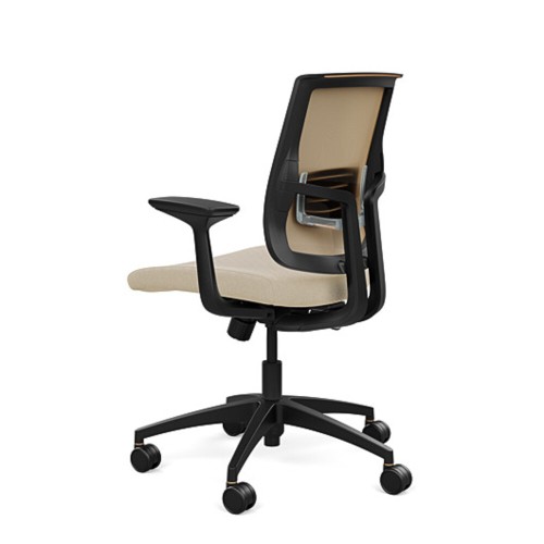 Focus 2.0 executive chair by SitOnIt with medium back, back material - mesh, seat - beige fabric, black frame, on wheels-3