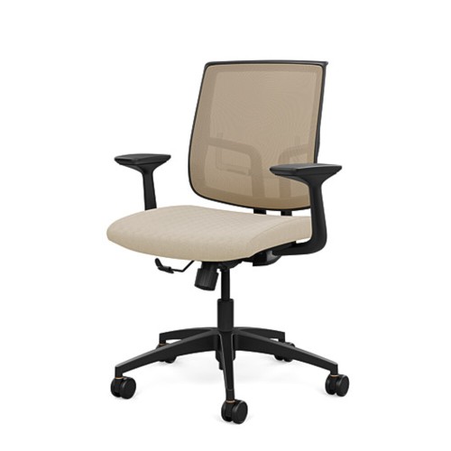 Focus 2.0 executive chair by SitOnIt with medium back, back material - mesh, seat - beige fabric, black frame, on wheels-5