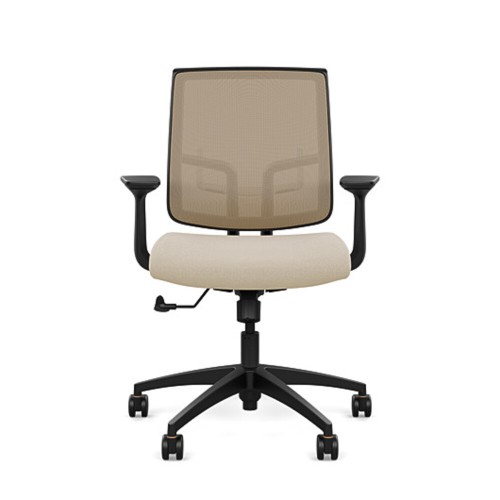 Focus 2.0 executive chair by SitOnIt with medium back, back material - mesh, seat - beige fabric, black frame, on wheels-6