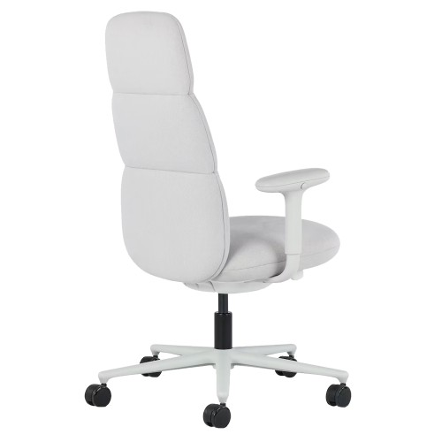 Asari - designer chair with high back on casters, base - white, fabric - light gray, MZM-4