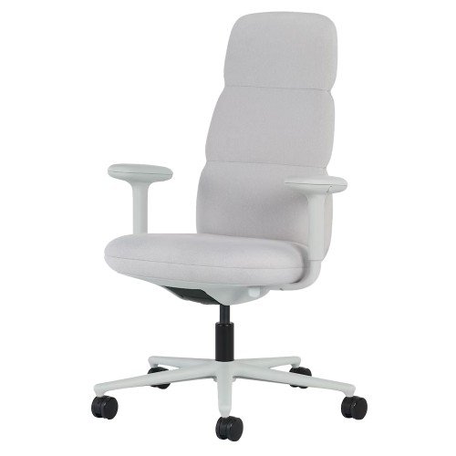 Asari - designer chair with high back on casters, base - white, fabric - light gray, MZM