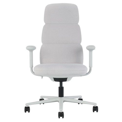 Asari - designer chair with high back on casters, base - white, fabric - light gray, MZM-1