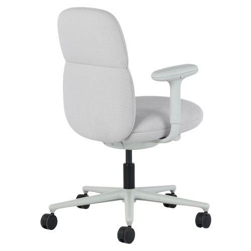 Asari - designer chair with medium back on casters, base - white, fabric - light gray, MZM-3