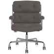 Eames - executive chair on casters, polished aluminum base, brown leather upholstery, 3C38-1