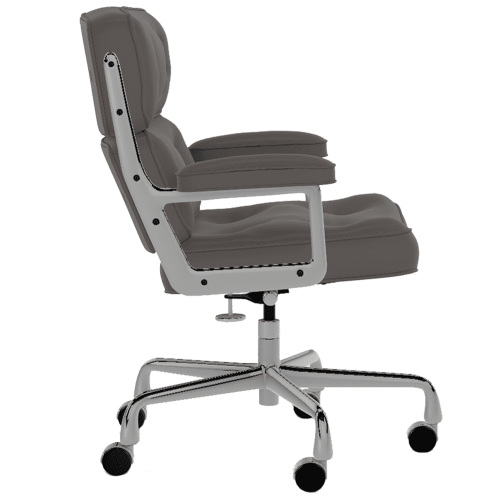 Eames - executive chair on casters, polished aluminum base, brown leather upholstery, 3C38-2