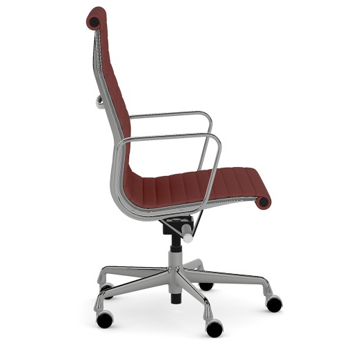 Eames - office chair on casters, high back, base - polished aluminum, fabric - red, ZMD23-3