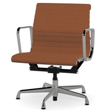 Eames - office chair on casters, medium back, base - polished aluminum, fabric - orange, ZMD19