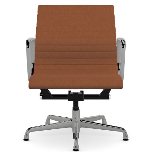 Eames - office chair on casters, medium back, base - polished aluminum, fabric - orange, ZMD19-1