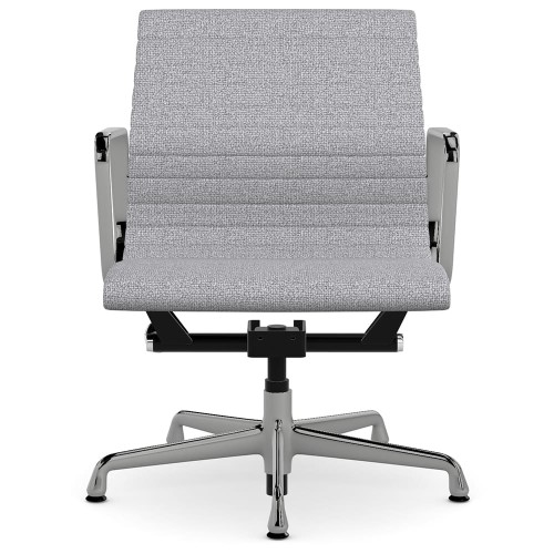 Eames - office chair on casters, medium back, base - polished aluminum, fabric - gray, 8MD04-1