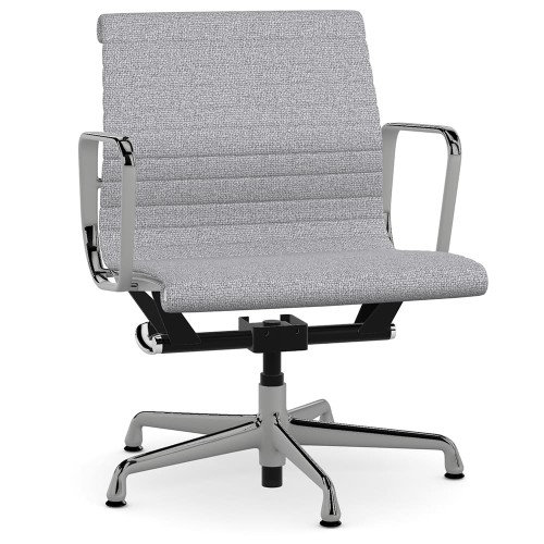 Eames - office chair on casters, medium back, base - polished aluminum, fabric - gray, 8MD04-2