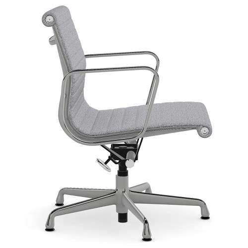 Eames - office chair on casters, medium back, base - polished aluminum, fabric - gray, 8MD04-3