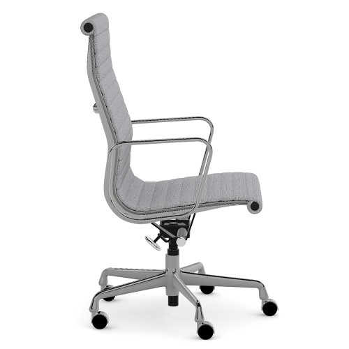 Eames - office chair on casters, high back, base - polished aluminum, fabric - gray, 8MD04-3