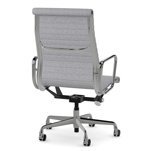Eames - office chair on casters, high back, base - polished aluminum, fabric - gray, 8MD04-4
