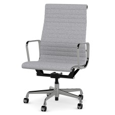Eames - office chair on casters, high back, base - polished aluminum, fabric - gray, 8MD04