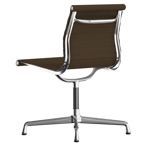 Eames - Minimalist Guest Chair, Polished Aluminum Base, Brown Fabric, A41-3