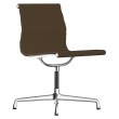 Eames - Minimalist Guest Chair, Polished Aluminum Base, Brown Fabric, A41-1