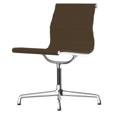 Eames - Minimalist Guest Chair, Polished Aluminum Base, Brown Fabric, A41