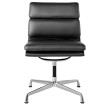 Eames - Upholstered Guest Chair with Cushions, Polished Aluminum Base, Black Leather Upholstery, 2109-1