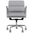 Eames - office chair with soft cushions on castors, middle back, base - polished aluminum, fabric - gray, 8MD04-1