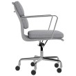 Eames - office chair with soft cushions on castors, middle back, base - polished aluminum, fabric - gray, 8MD04-2