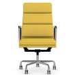 Eames - office chair with soft cushions on casters, high back, base - polished aluminum, fabric - yellow, ZMD15-1