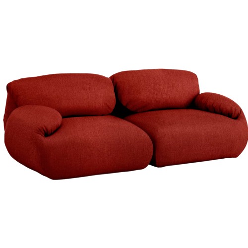 Luva - two-seater modular sofa for living room, fabric - red