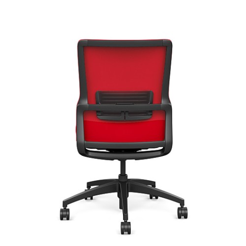 Novo chair by SitOnIt for working from home, red upholstery, black frame, on wheels-3