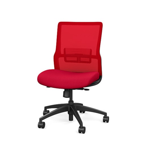 Novo chair by SitOnIt for working from home, red upholstery, black frame, on wheels-6