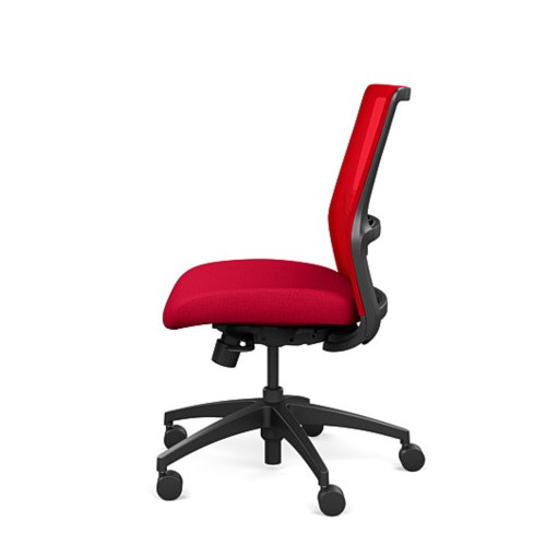Novo chair by SitOnIt for working from home, red upholstery, black frame, on wheels-5