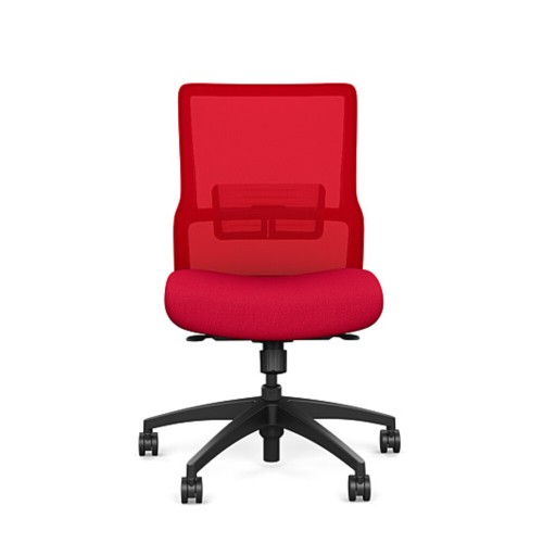 Novo chair by SitOnIt for working from home, red upholstery, black frame, on wheels-7