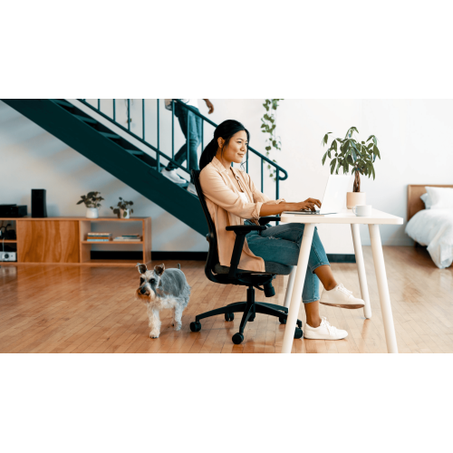 Novo chair by SitOnIt for working from home, red upholstery, black frame, on wheels-8