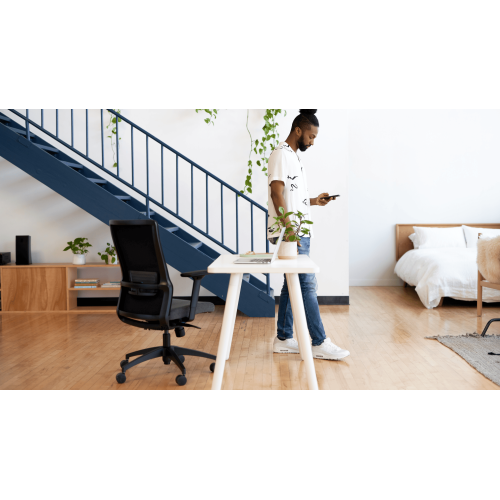 Novo chair by SitOnIt for working from home, red upholstery, black frame, on wheels-10