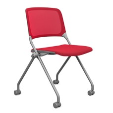 SitOnIt Qwiz Multipurpose Stackable Chair, Mesh & Fabric, Red