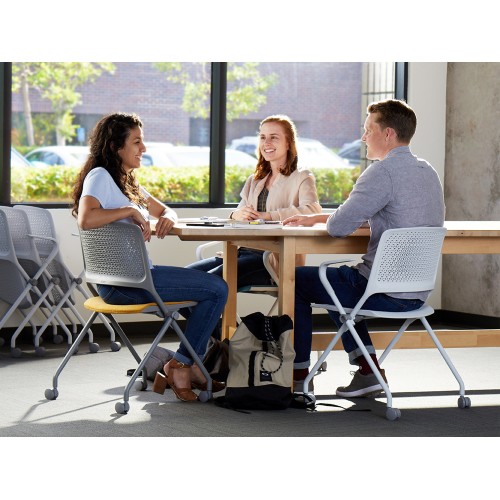 SitOnIt Qwiz Multipurpose Stackable Chair, Mesh & Fabric, Red-1