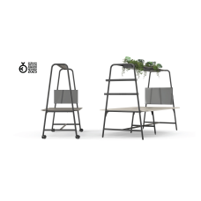 Multifunctional table ROUND Multipurpose from Narbutas dark gray with dimensions 146x90x190 cm