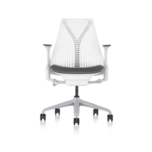 Sayl - office chair, white carcas, grey seat, on castors-2