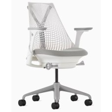 Sayl - office chair, white carcas, grey seat, on castors