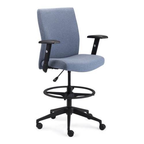 SitOnIt ReAlign executive chair with Midback, designed for heavy-duty use. Back material - fabric, seat - blue fabric, frame - black, on wheels