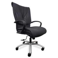 Glove executive chair from the Executive line by SitOnIt with high back, back and seat material - black fabric, frame in polished aluminum, on wheels