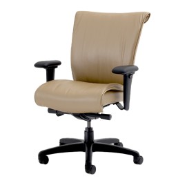 SitOnIt Glove Executive Chair with Medium Backrest, Sand Fabric Backrest and Seat, Black Frame, on Casters, Heavy Duty