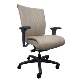 SitOnIt Glove Executive Chair with Highback, White Fabric Back and Seat, Black Frame, on Casters, Heavy Duty