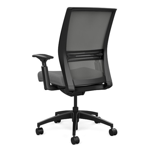 SitOnIt Amplify executive chair with highback, mesh back, grey fabric seat, black frame, on wheels-3
