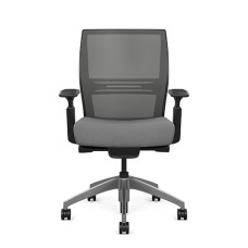SitOnIt Amplify Executive Chair with Midback, Mesh Back, Gray Fabric Seat, Gray Frame, Casters