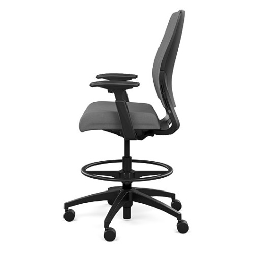 Chair for managers Amplify by SitOnIt with a high upholstered back, back and seat material - gray fabric, black frame, on wheels-4