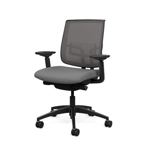 Focus 2.0 executive chair by SitOnIt with medium back, back material - mesh, seat - gray fabric, black frame, on wheels-4